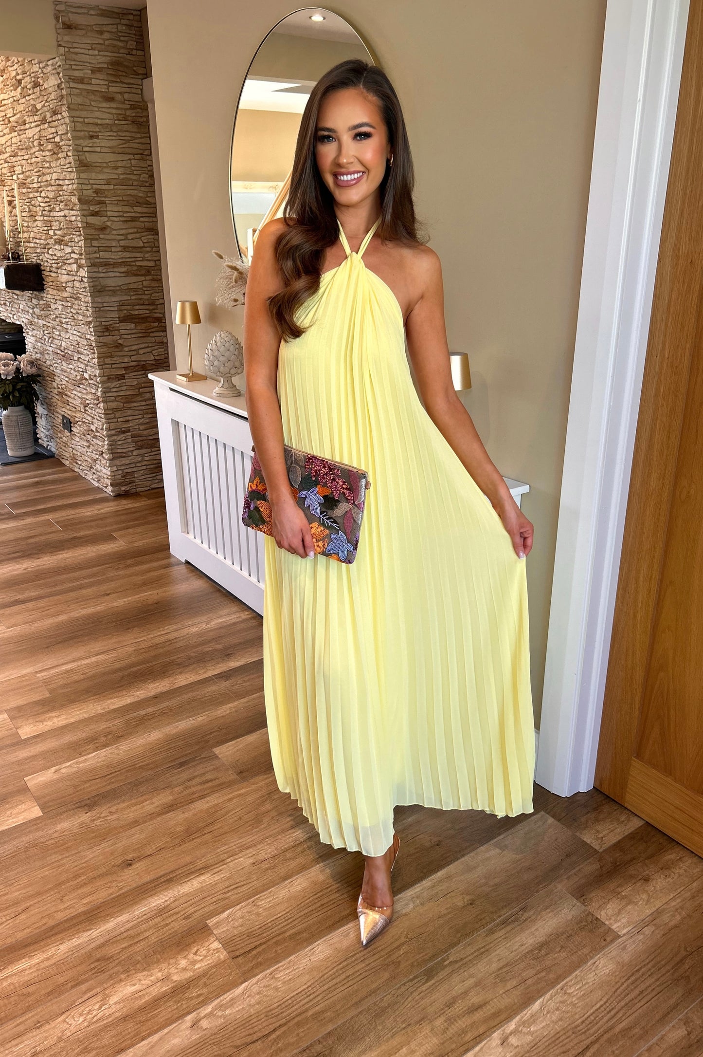 Tyra Halter Neck Dress Lemon
