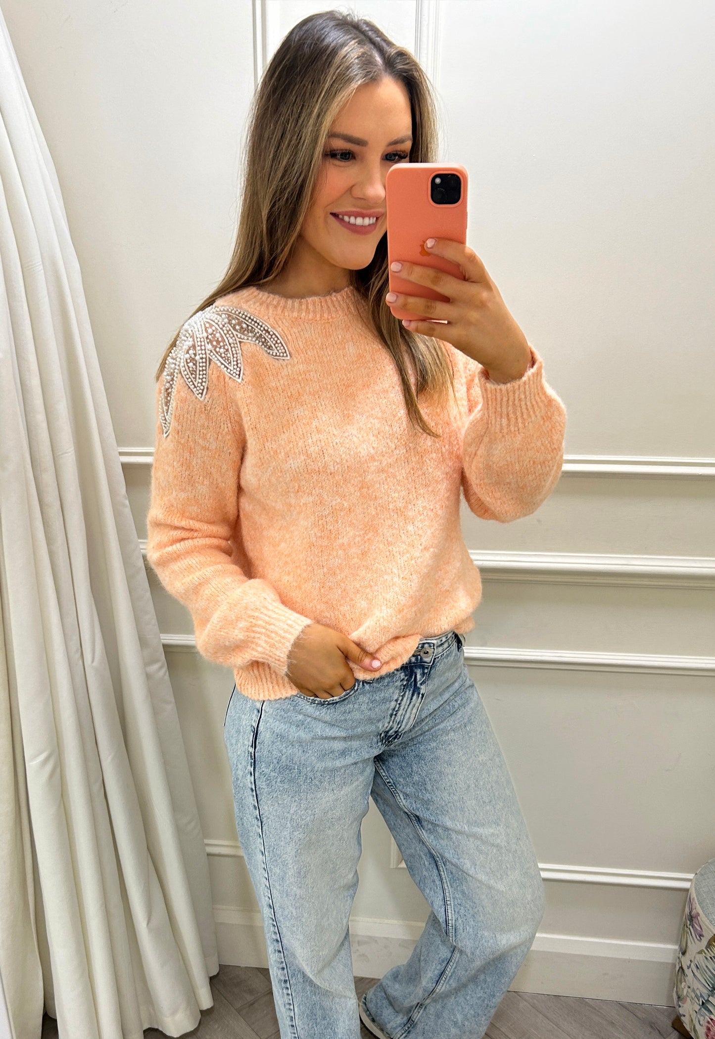 Leia Pearl Knit Peach