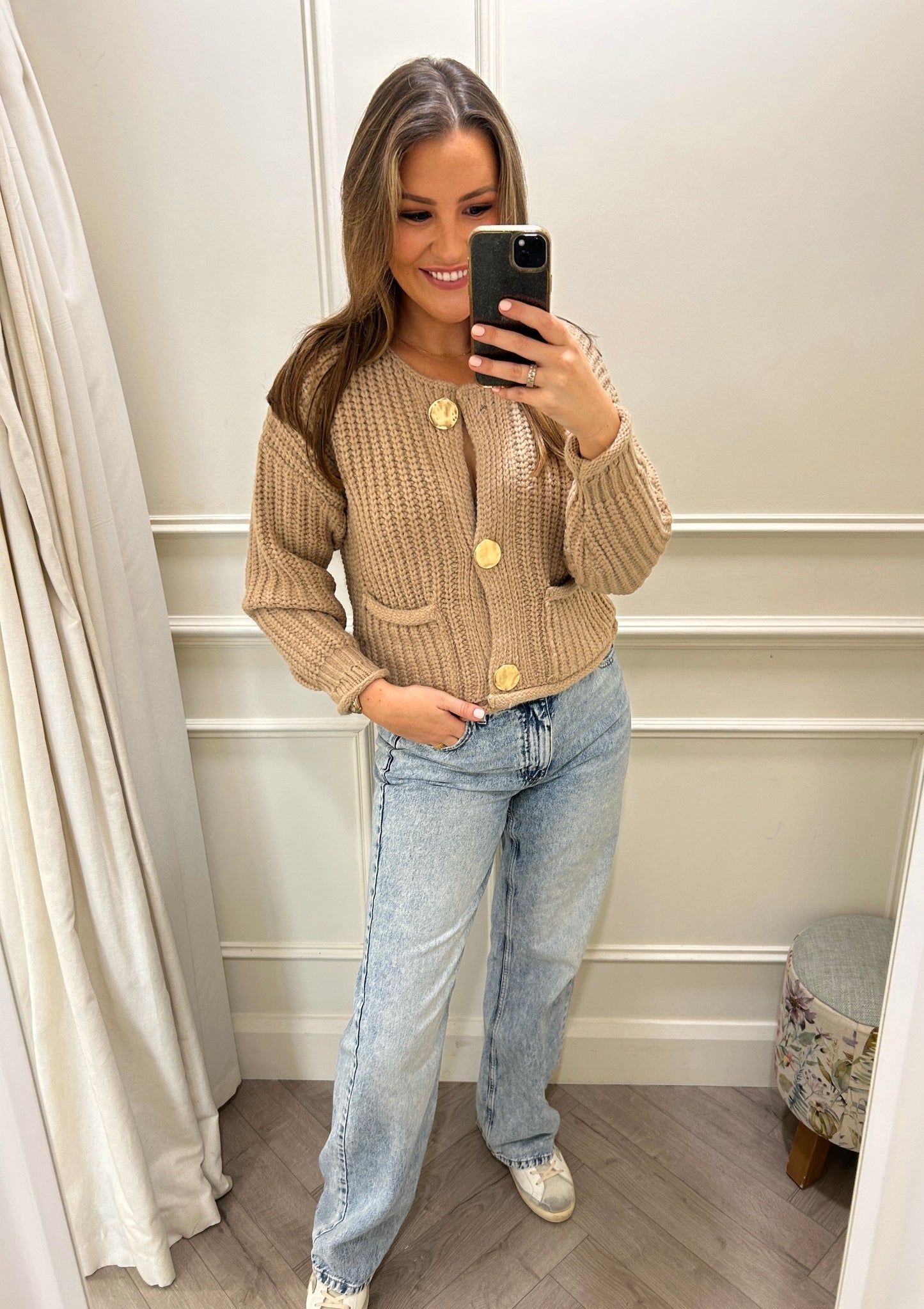 Josie Gold Button Knit