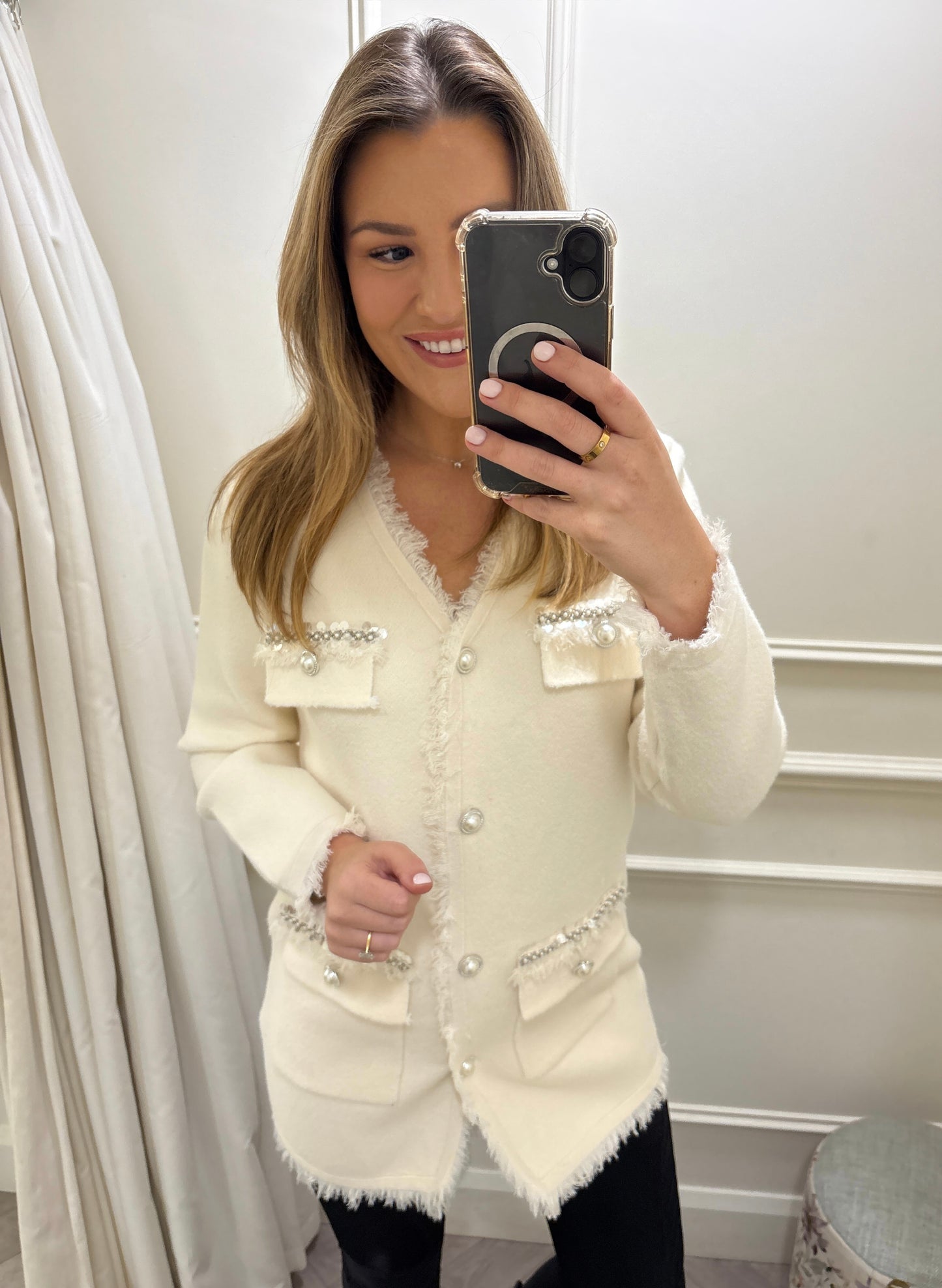 Luca Longline Cardigan White