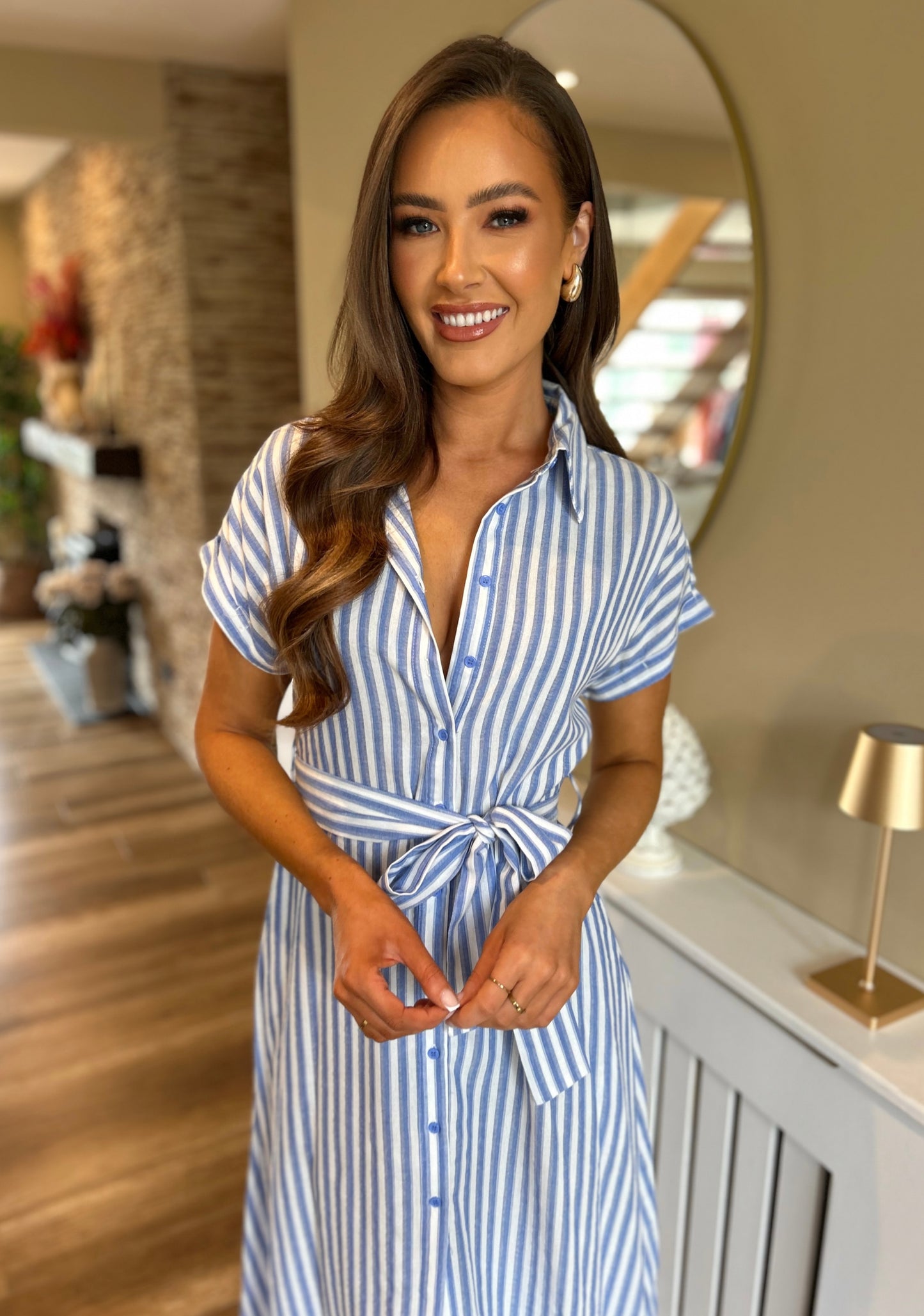 Amelia Belted Dress Blue