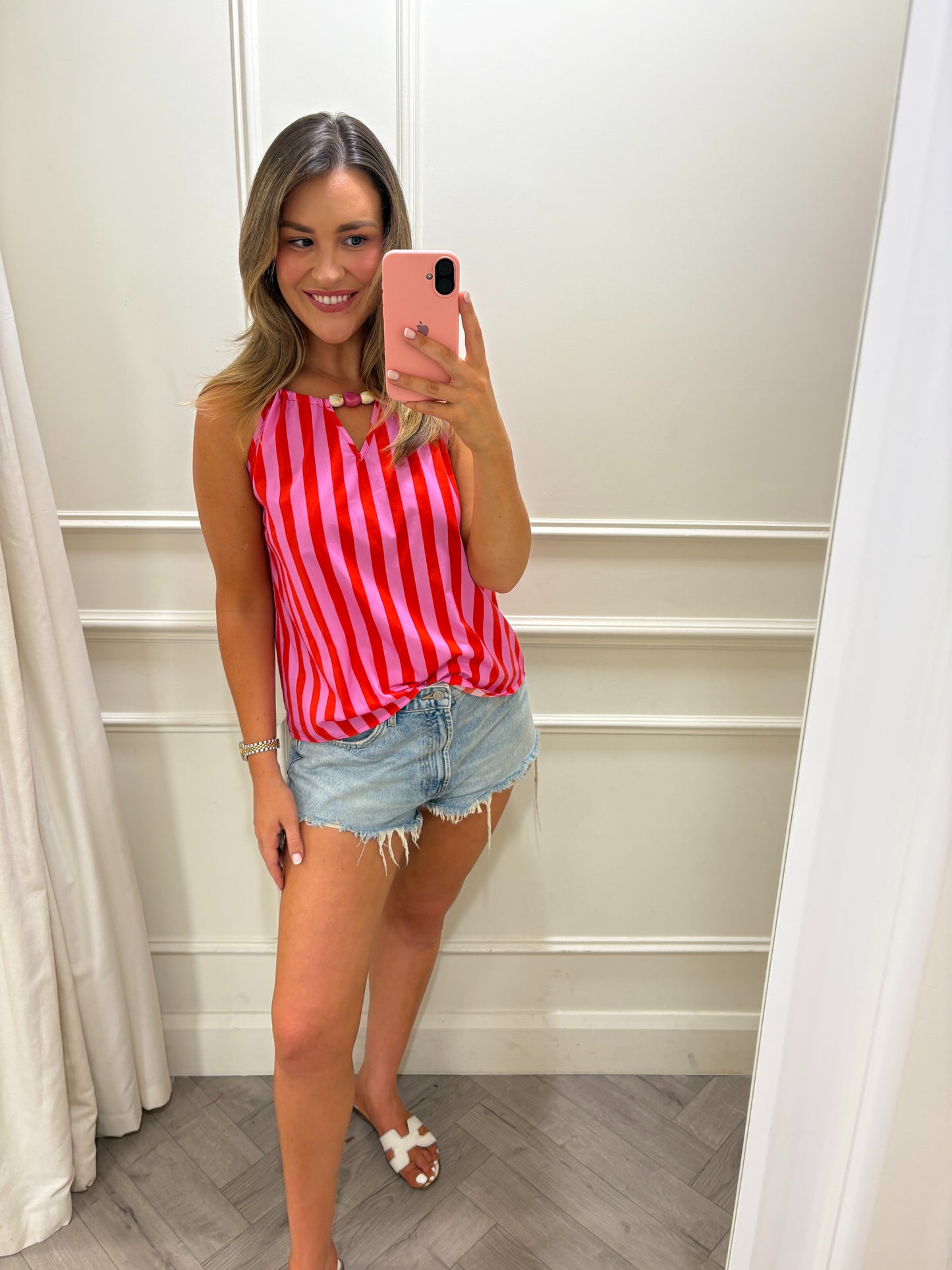 Carol Stripe Top Red