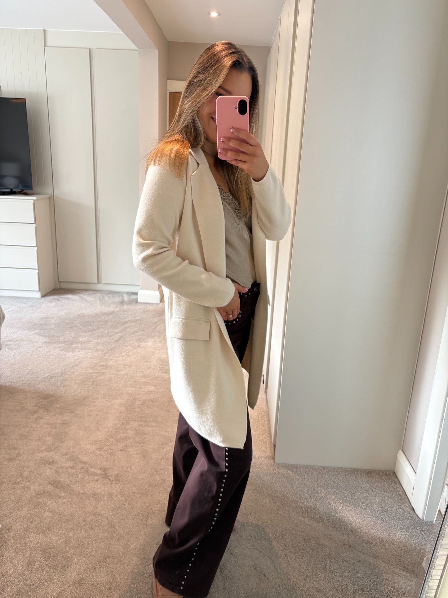 Shelly Knit Cream Coatigan