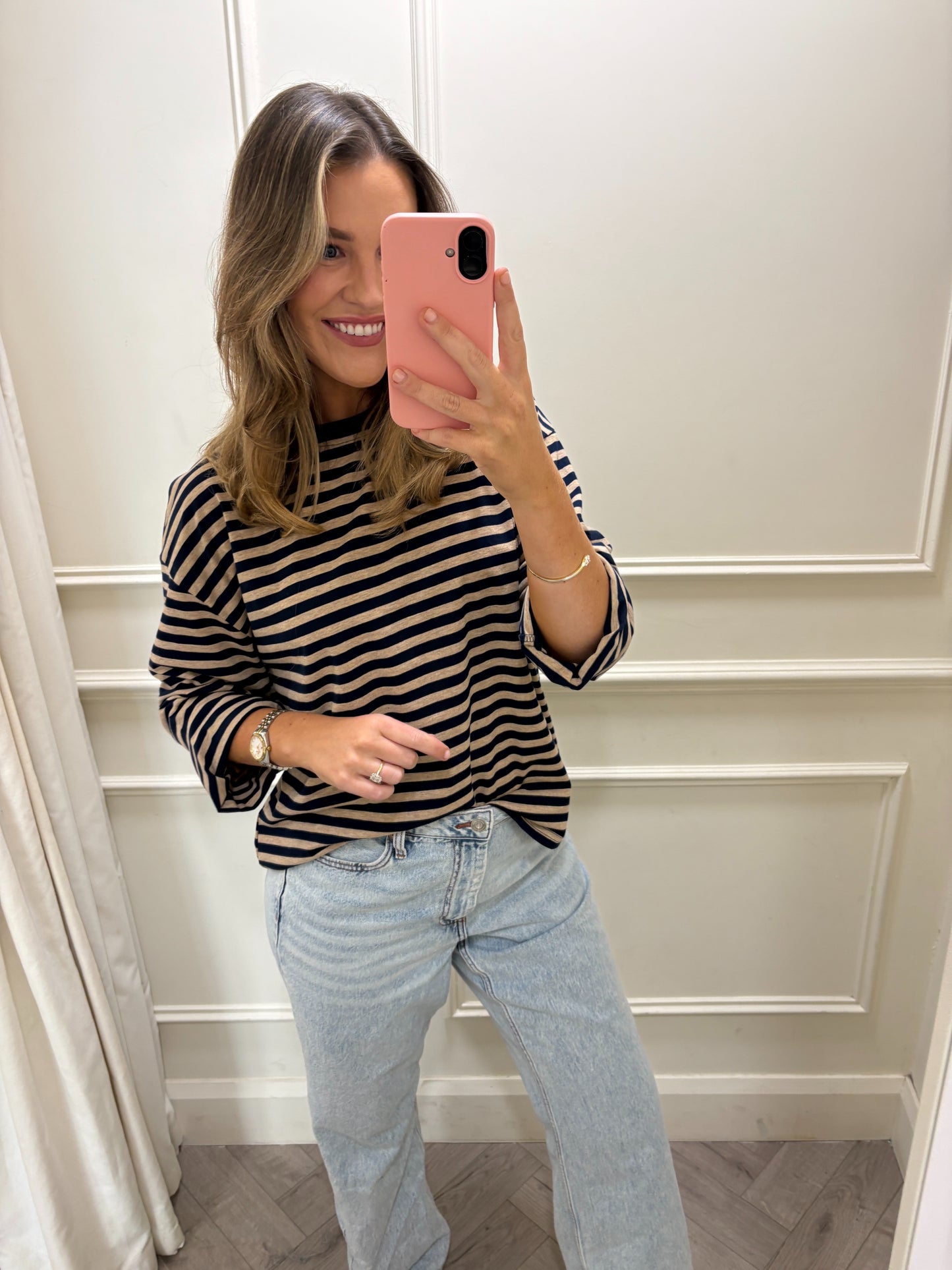 Roxie Long Sleeve Navy & Beige