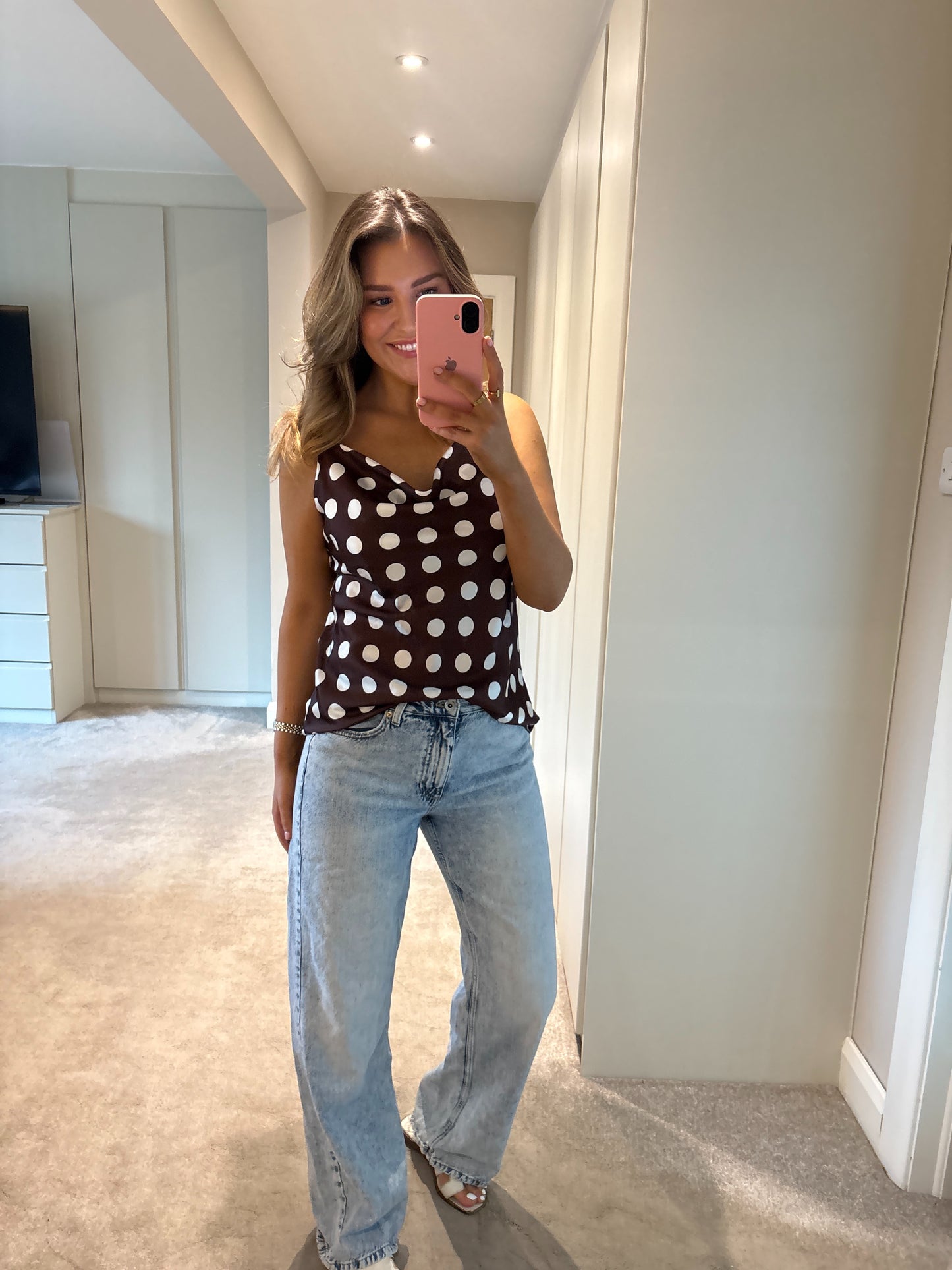 Darla Polka Dot Cami Brown