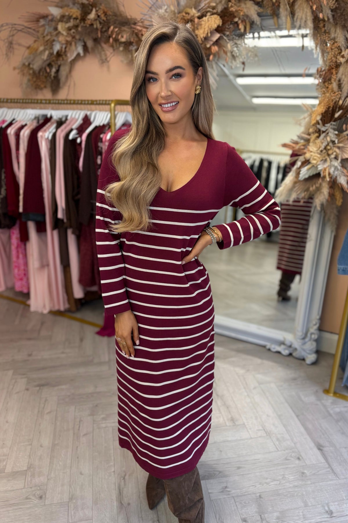 Alexis Knitted Dress Burgundy