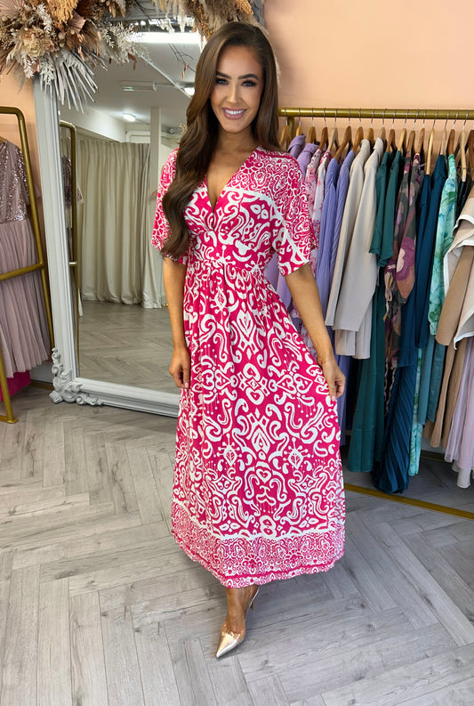 Delilah Print Dress Pink