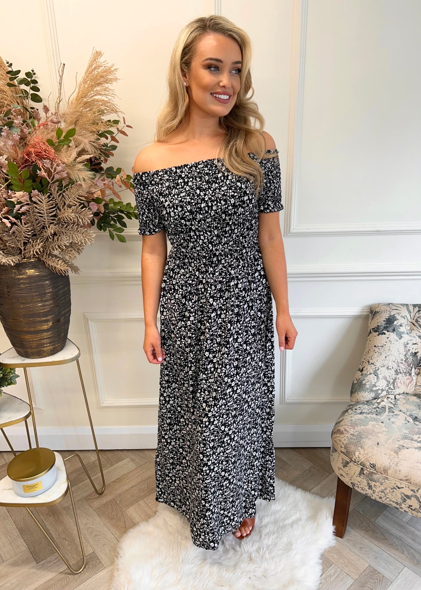 Mia Floral Dress Black