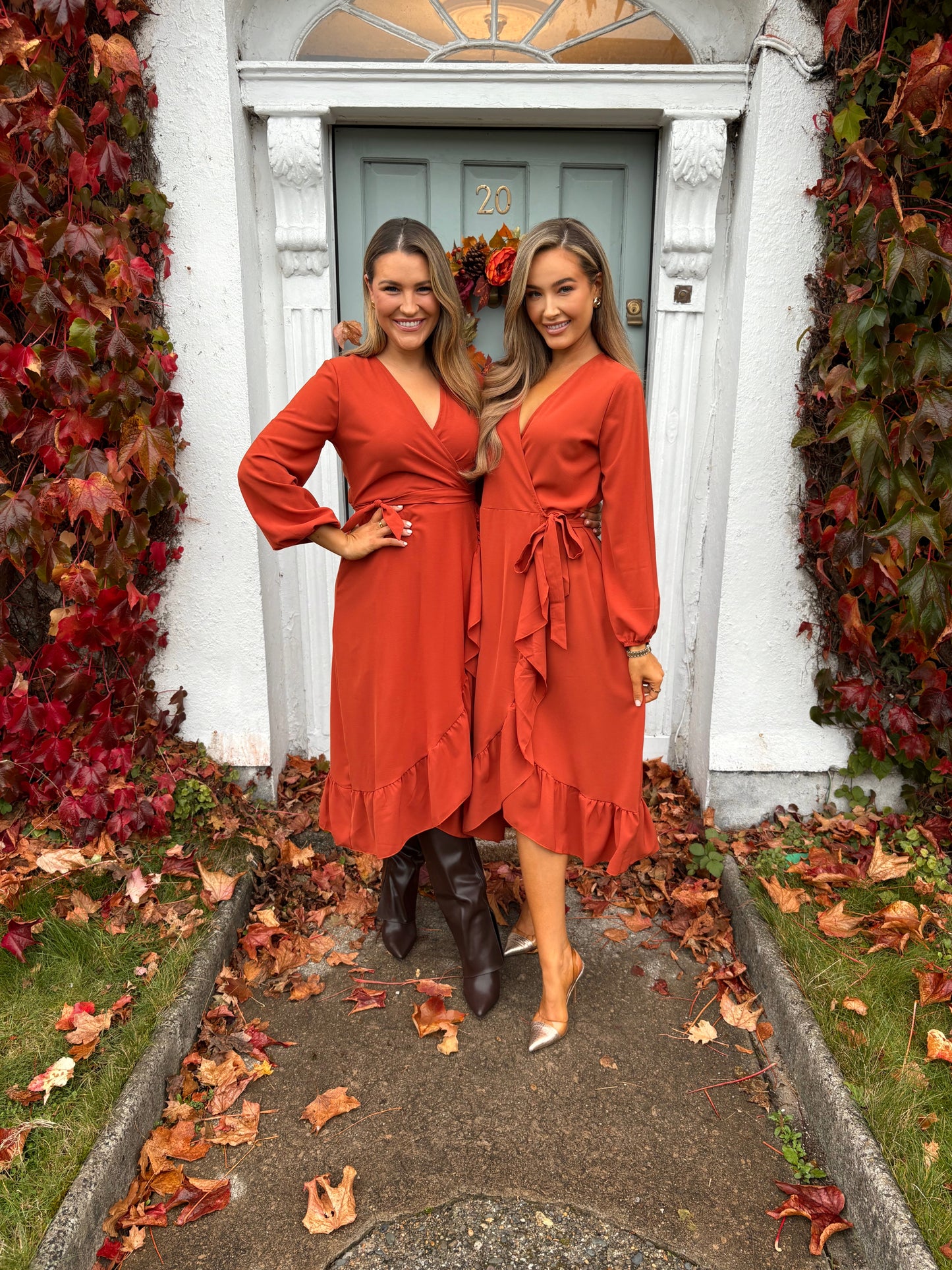 Lillian Wrap Dress Rust