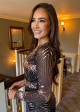 Louisa Rose Gold & Black Sequin Gown