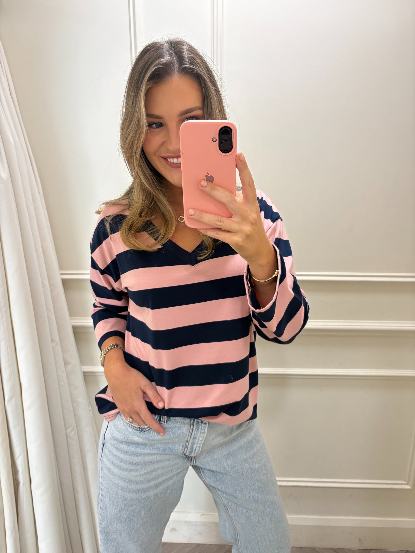 Juliette Longsleeve Pink & Navy
