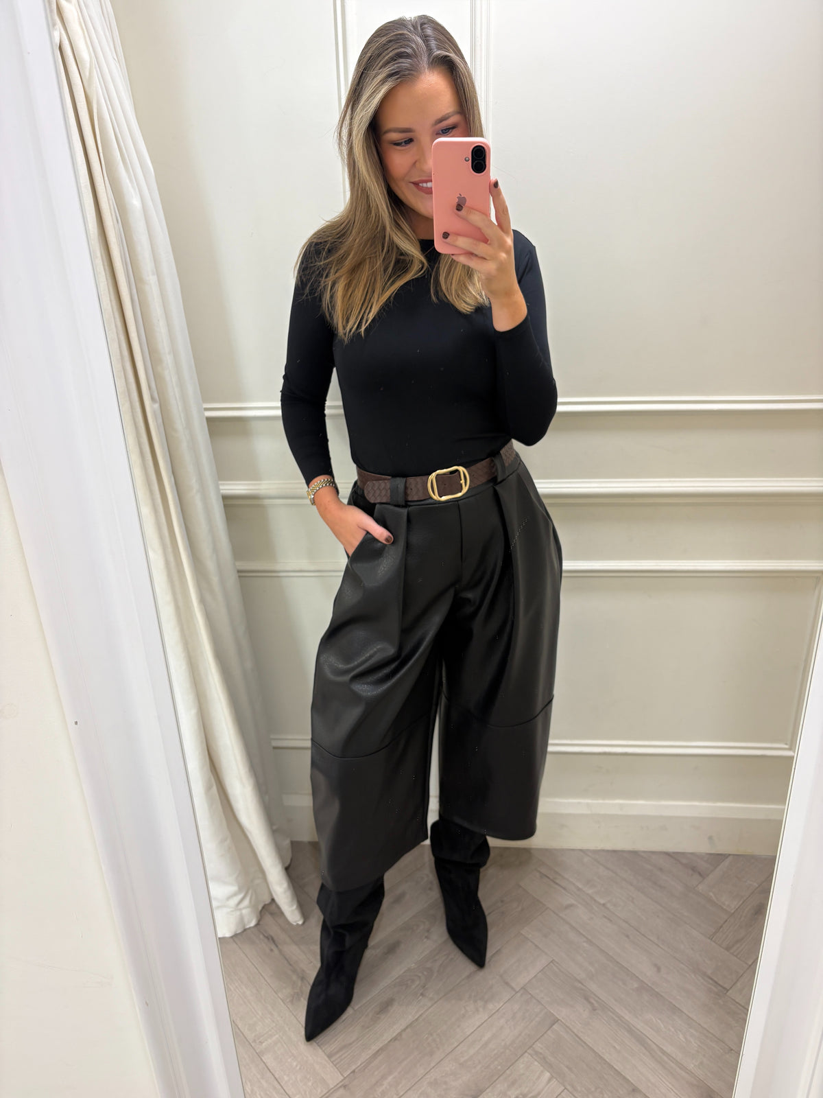 Donna Leatherette Trouser Black