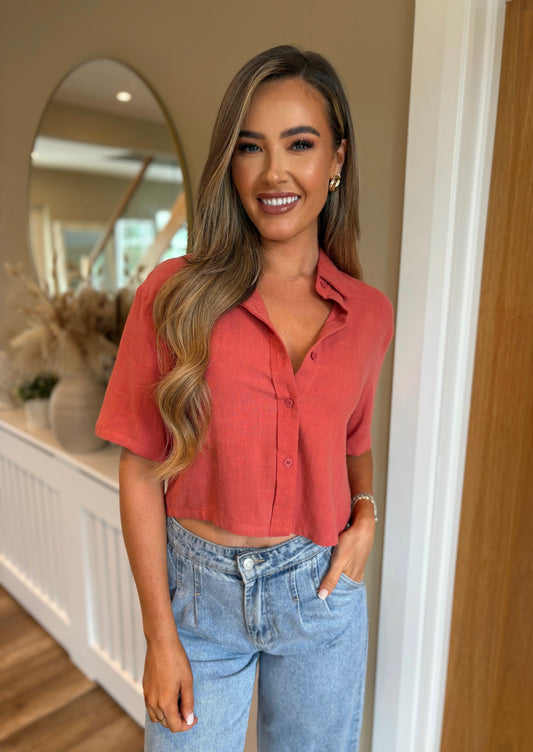Leni Cropped Shirt Rust