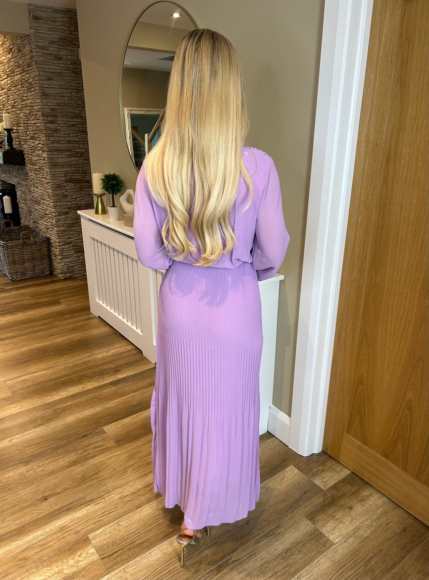 Sara Soft Pleat Dress Lilac
