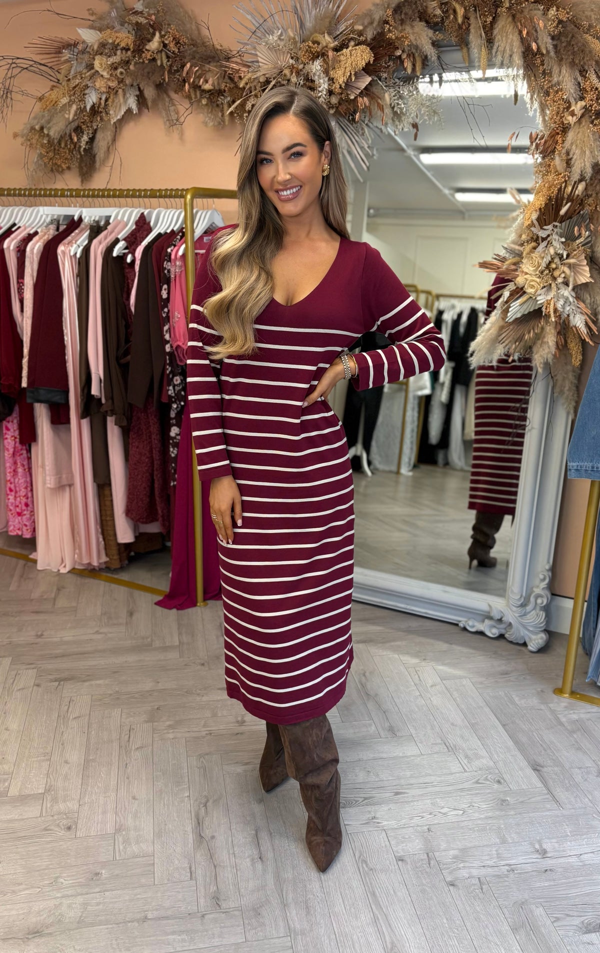 Alexis Knitted Dress Burgundy