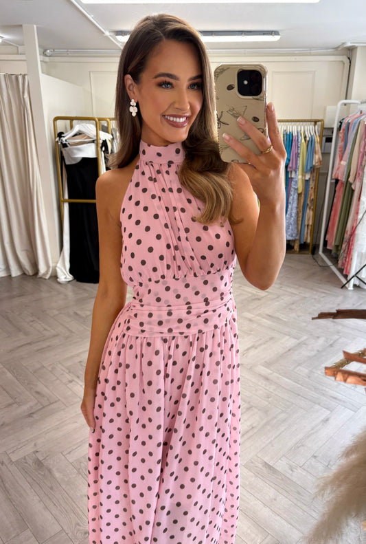 Pollie Polka Dot Dress Pink