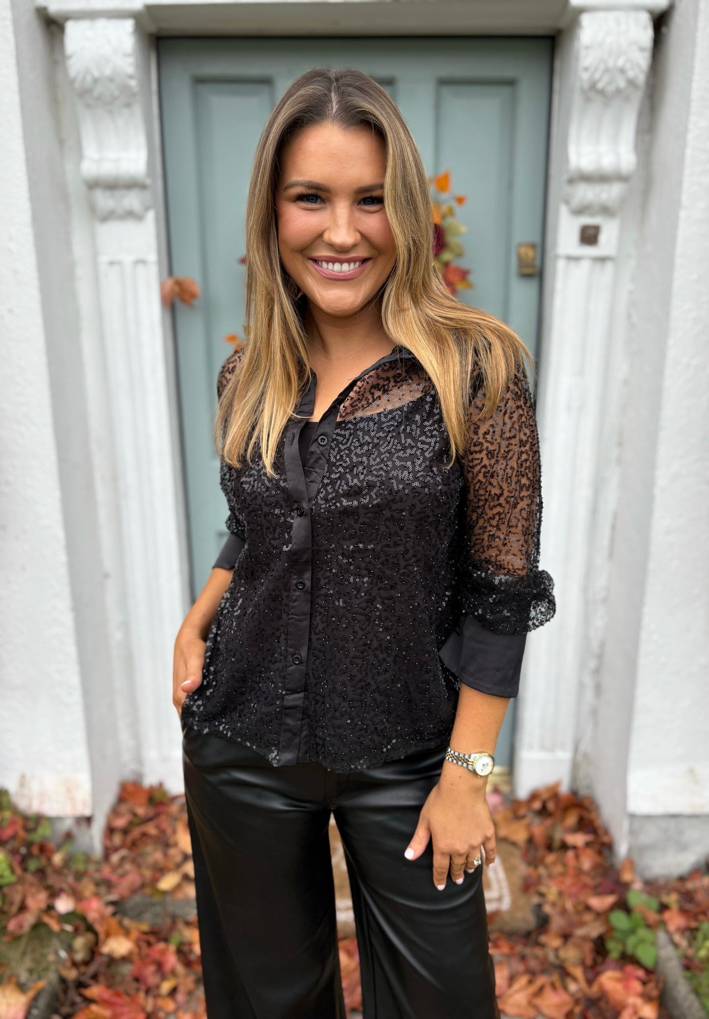 Mirella Sparkle Shirt Black