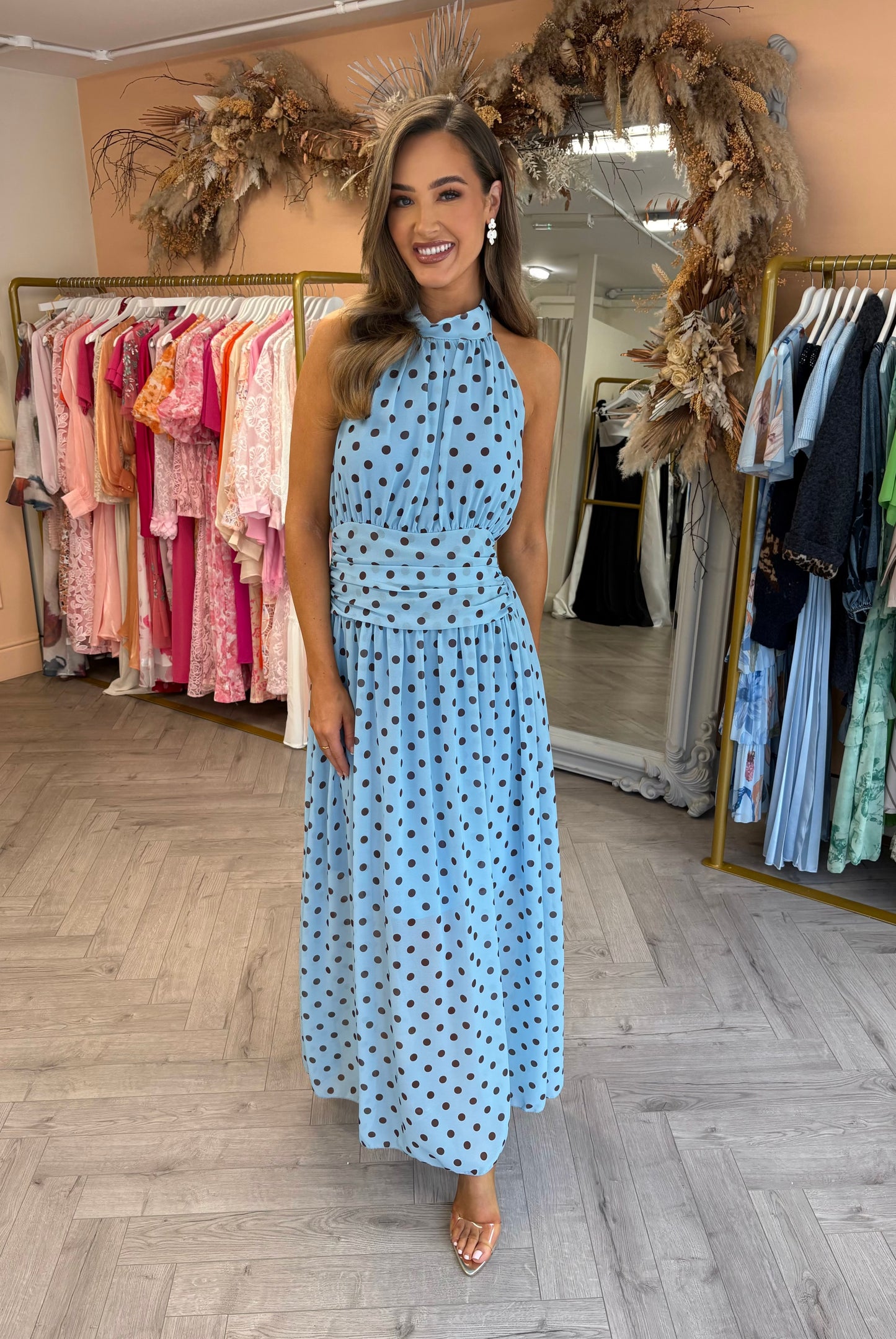 Pollie Polka Dot Dress Blue