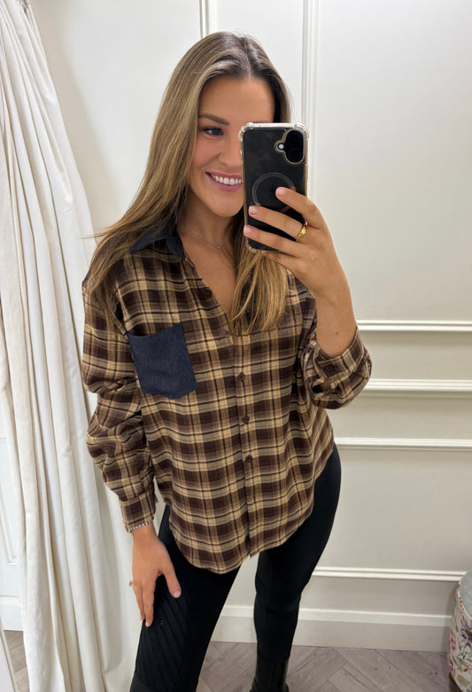 Amelia Checked Shirt Brown