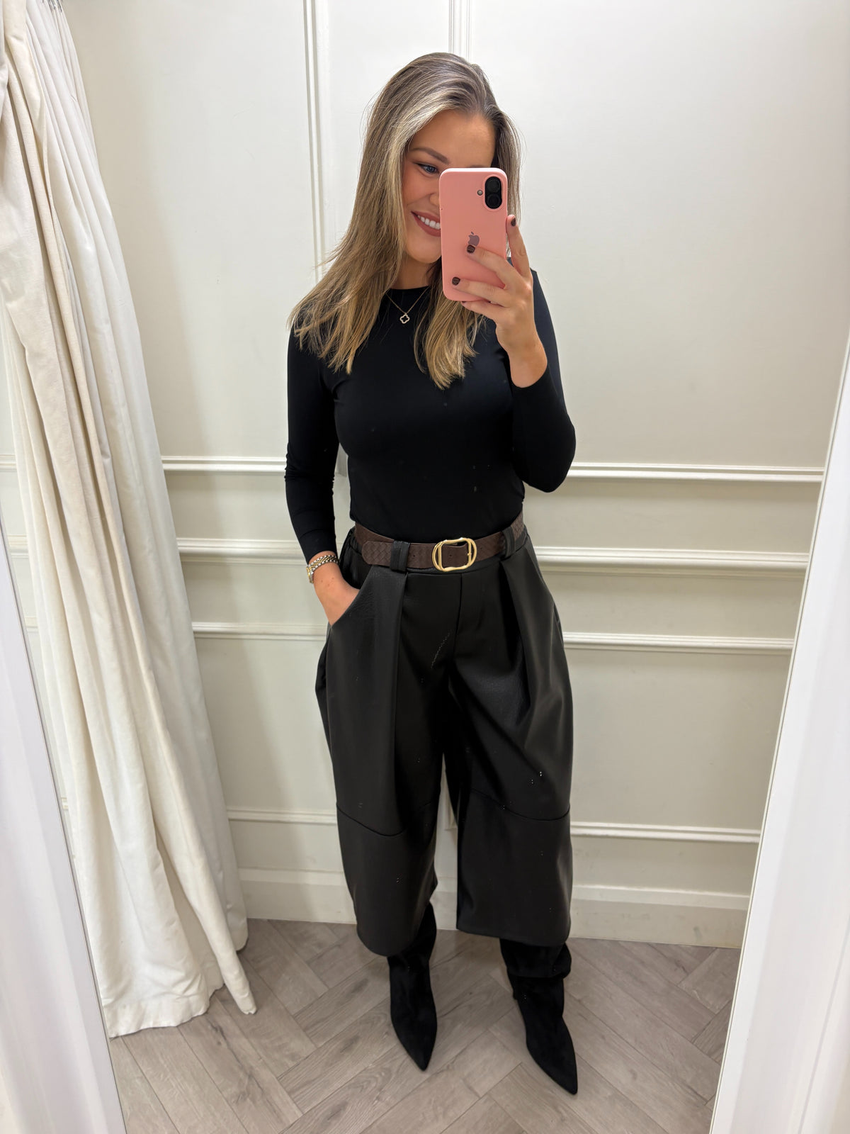 Donna Leatherette Trouser Black