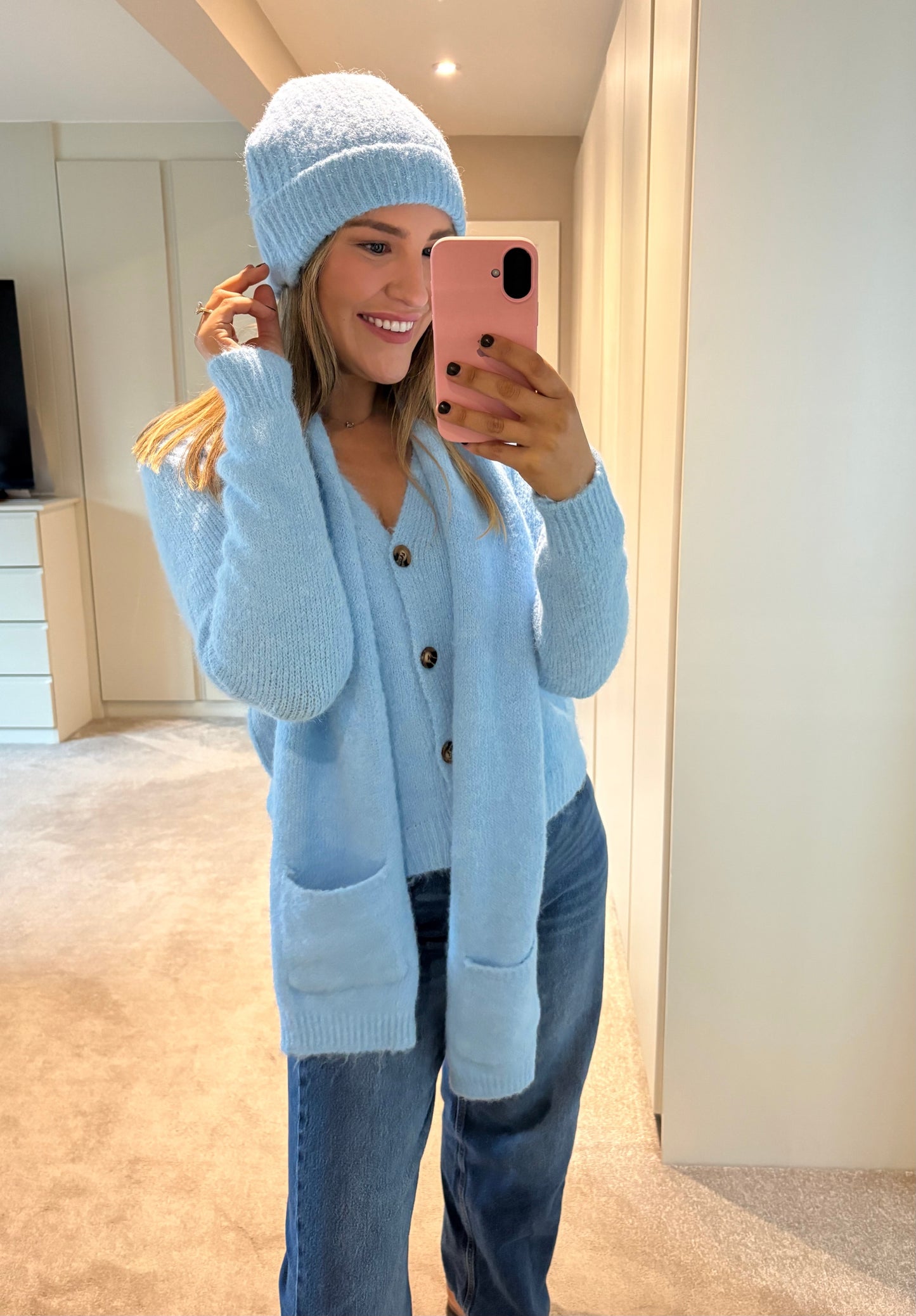 Jordan Knit, Scarf & Hat Blue