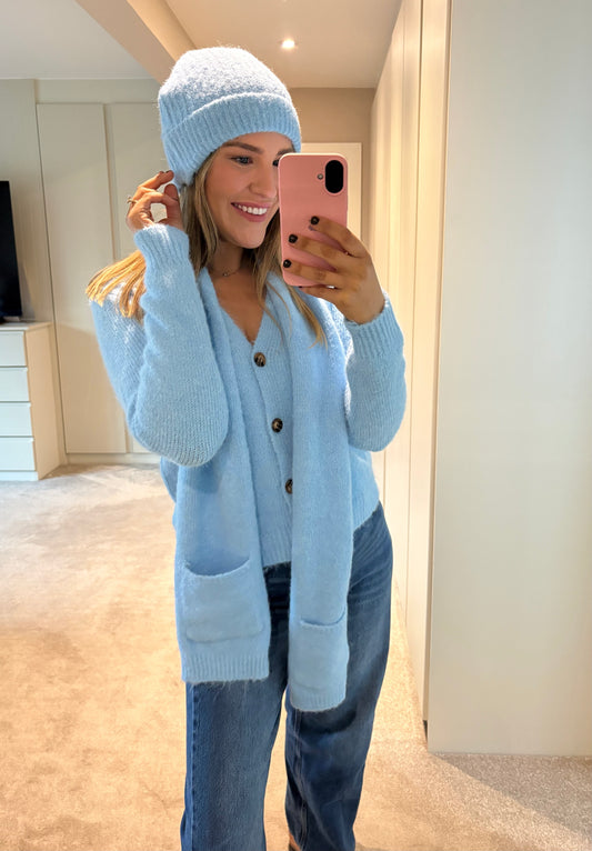 Jordan Knit, Scarf & Hat Blue