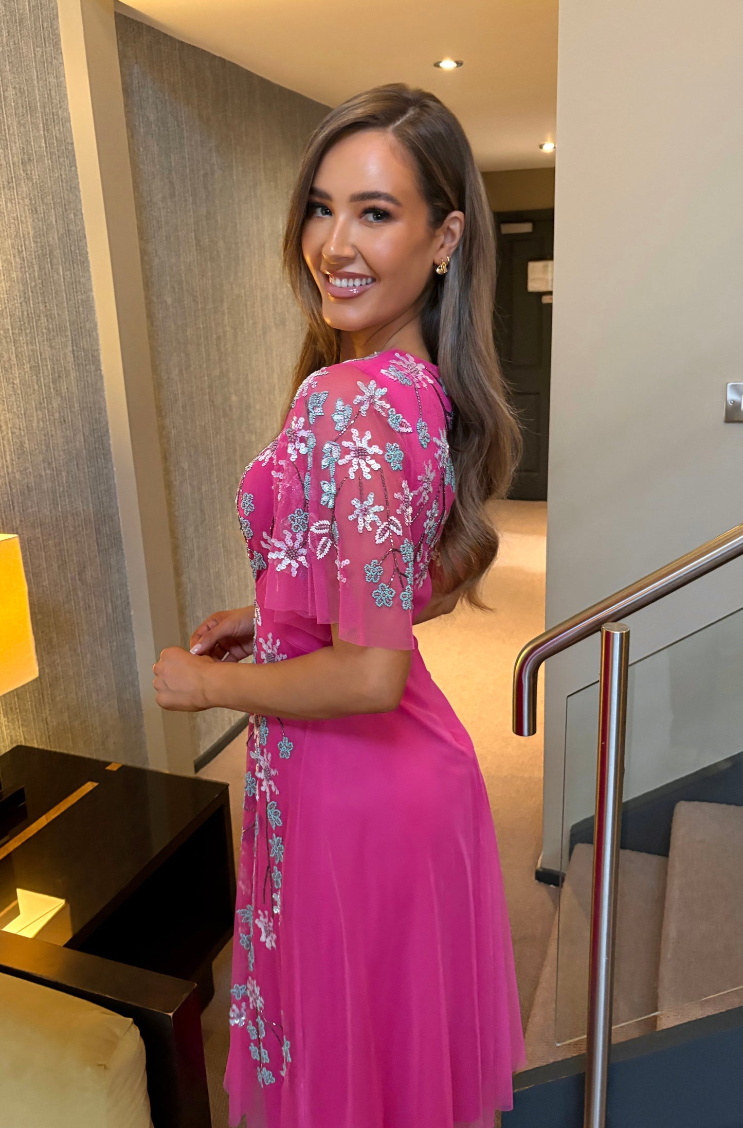 Mila Embellished Dress Pink