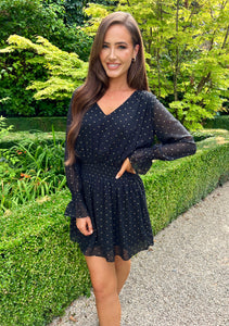 Izzy Black and Gold Fleck Dress