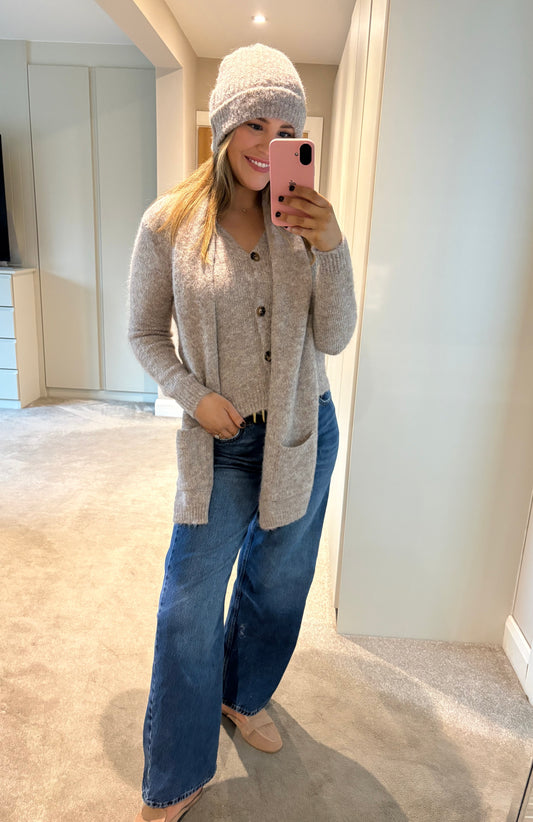 Jordan Knit, Scarf & Hat Bisque