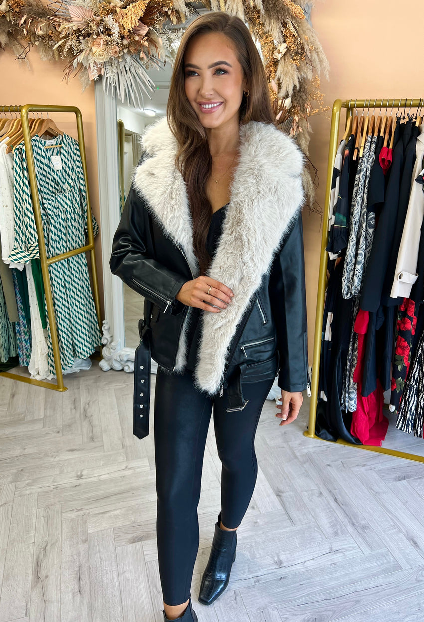 Clementine Fur Jacket Black