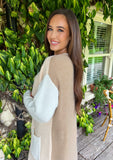 Elva Colour Block Cardigan Beige