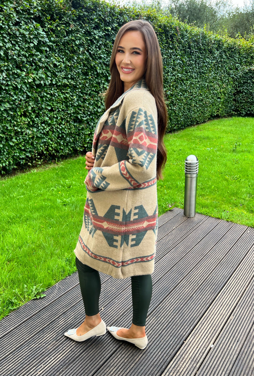 Ally Aztec Coatigan Camel