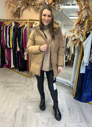Kate Mid Length Puffer Jacket Camel