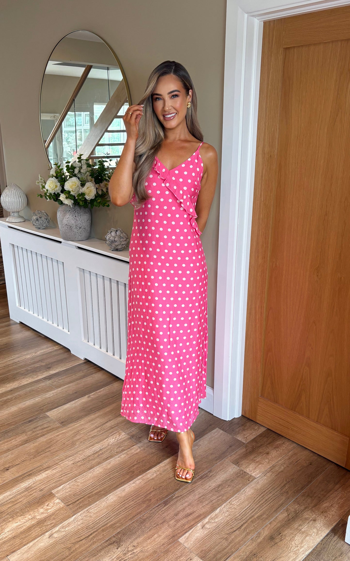 Ziggy Polka Dot Dress Pink