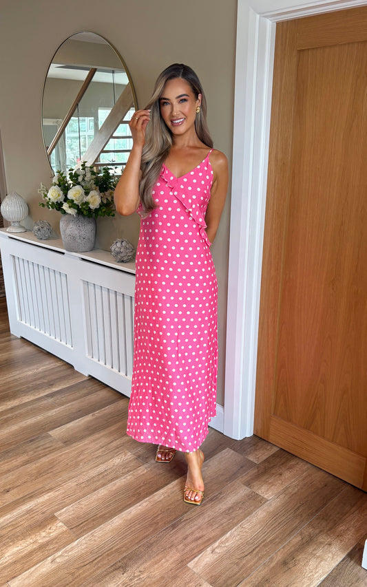 Ziggy Polka Dot Dress Pink