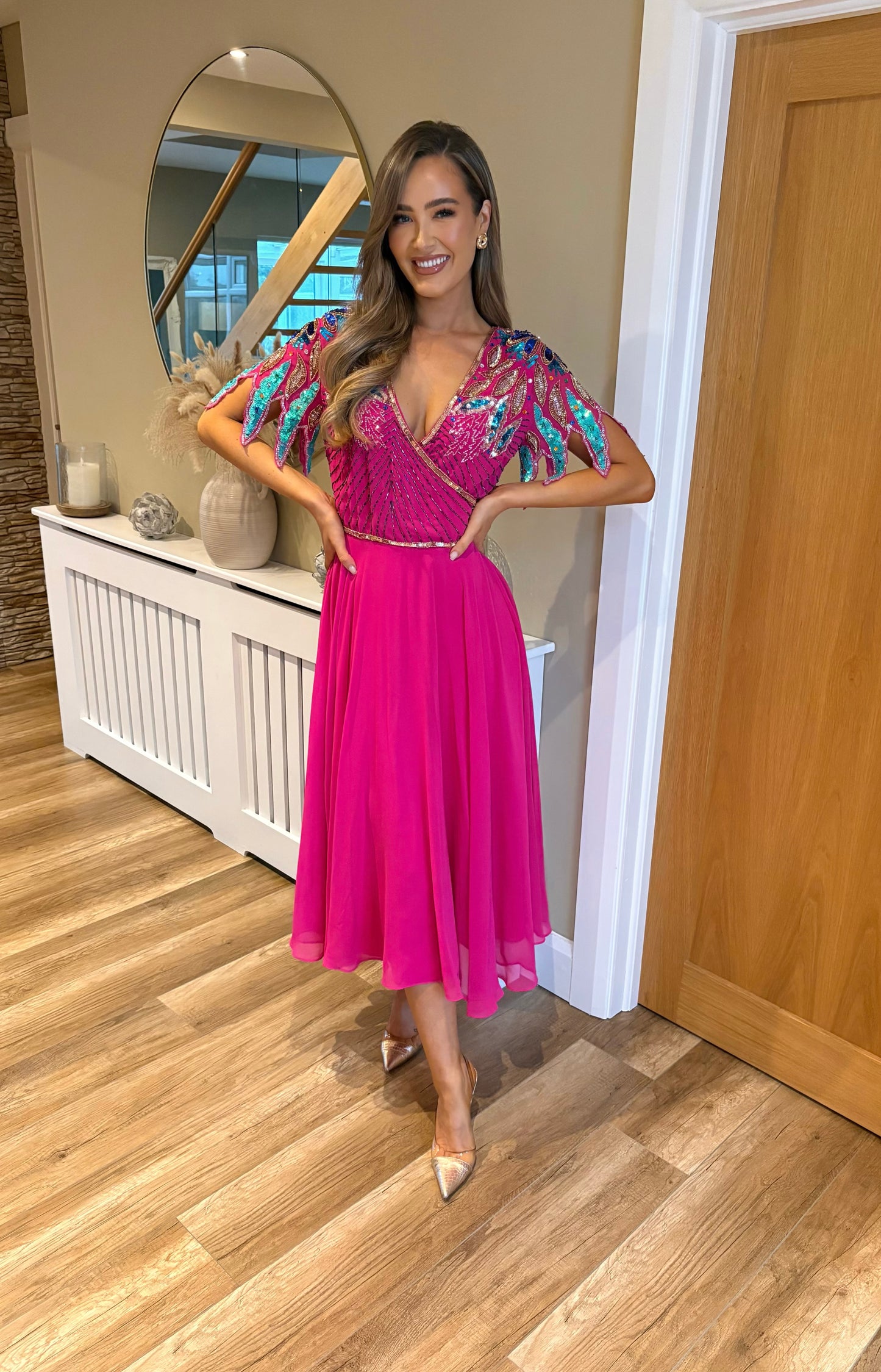 Alexis Embellished Dress Pink