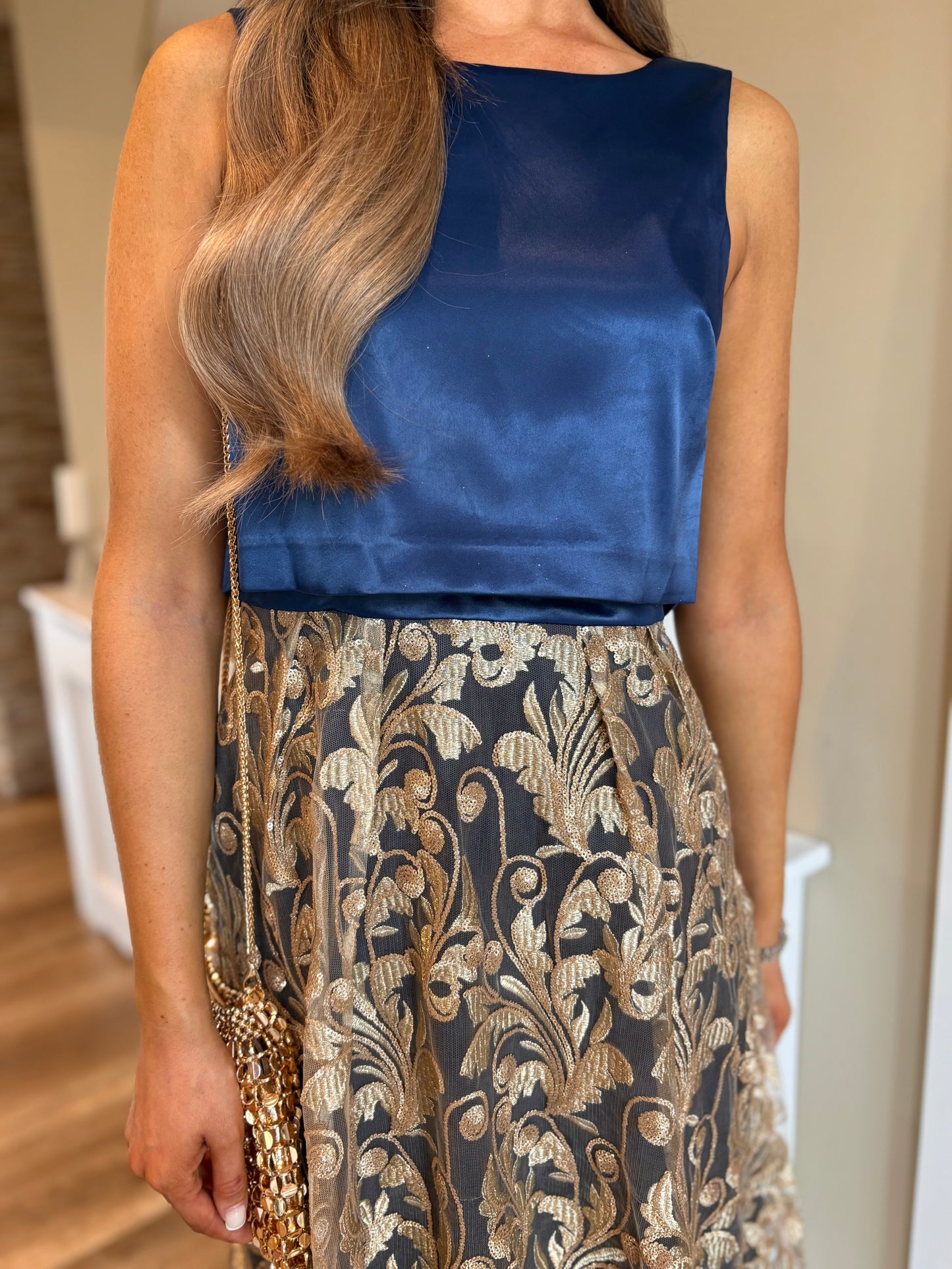 Rosie Dress Navy & Gold