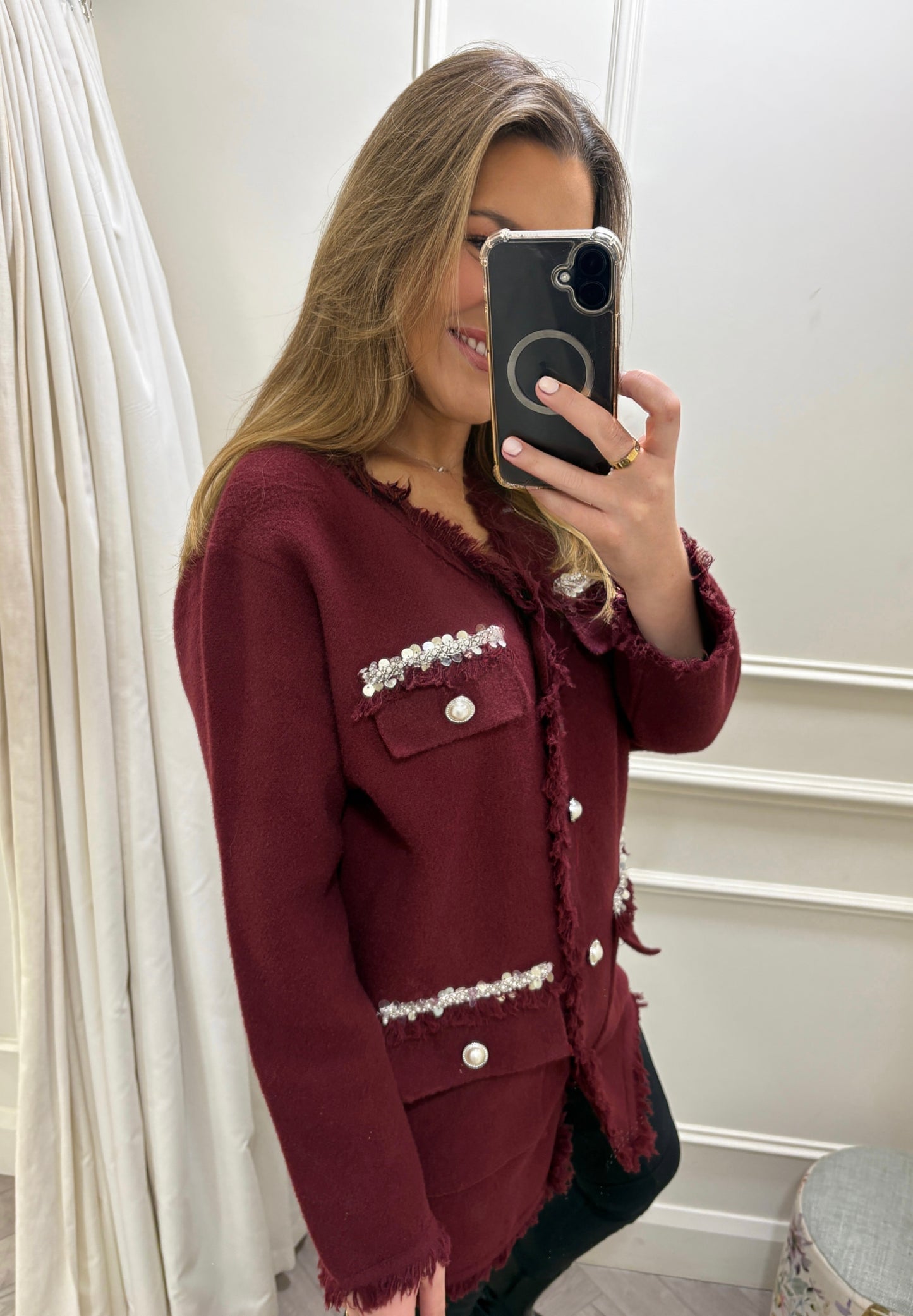 Luca Longline Cardigan Wine