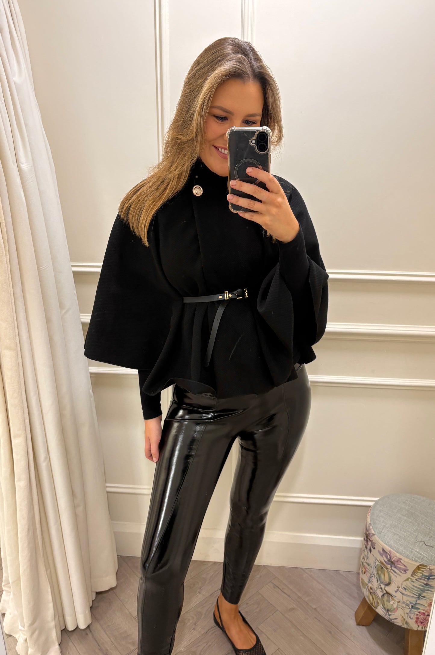 Iris Cape Coat Black