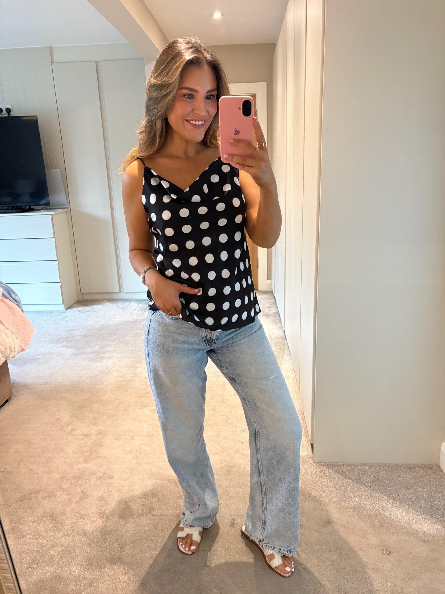 Darla Polka Dot Cami Black