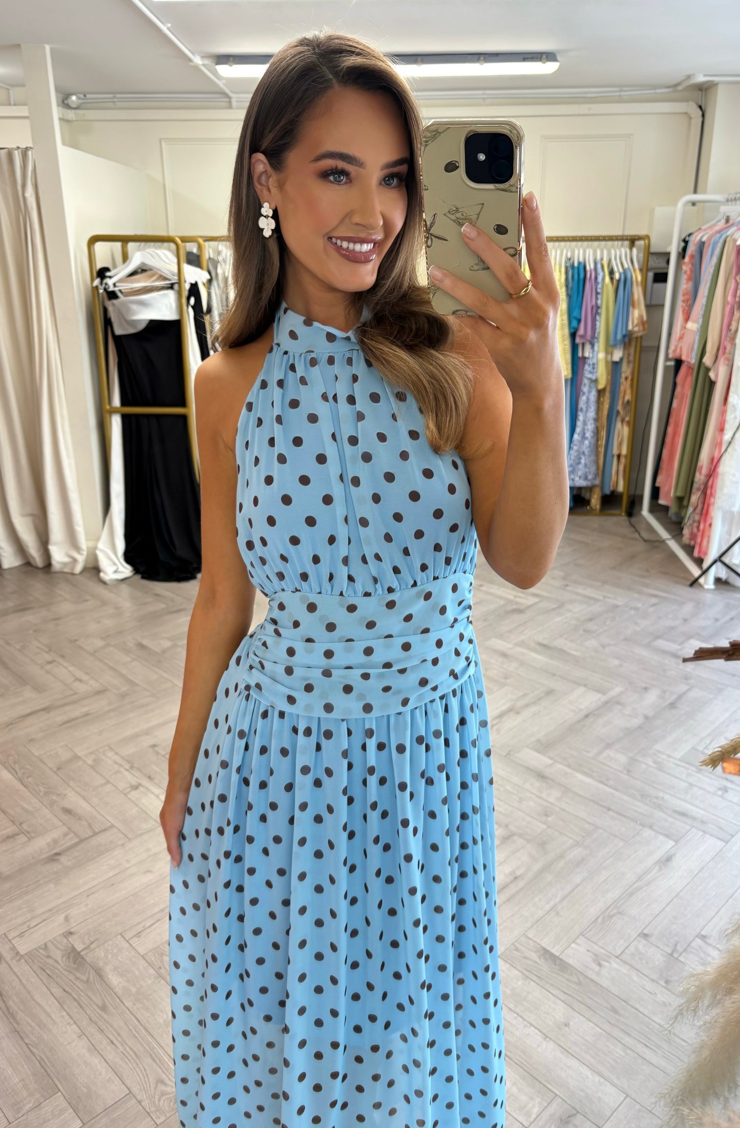Pollie Polka Dot Dress Blue