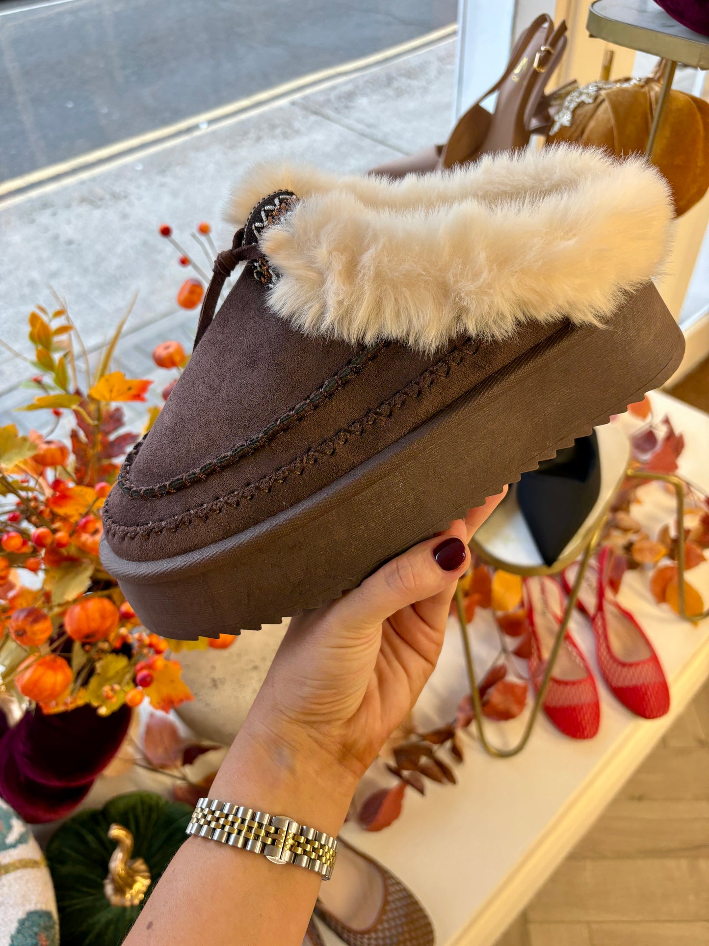 Arya Slip On Platform Mule Brown
