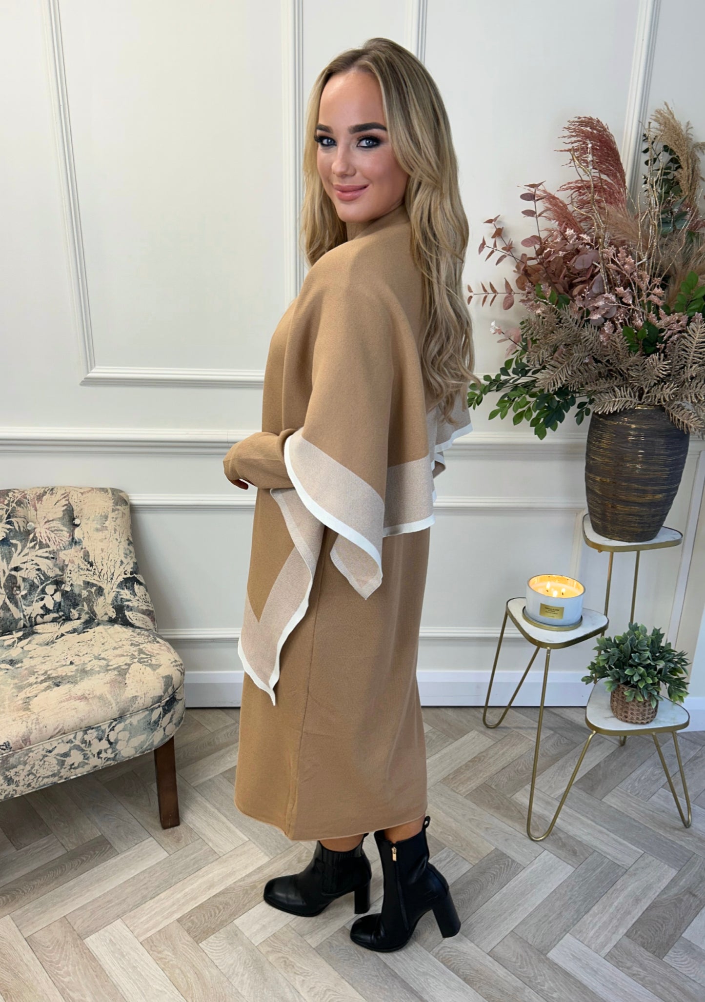 Avril Two Piece Dress and Shawl Camel