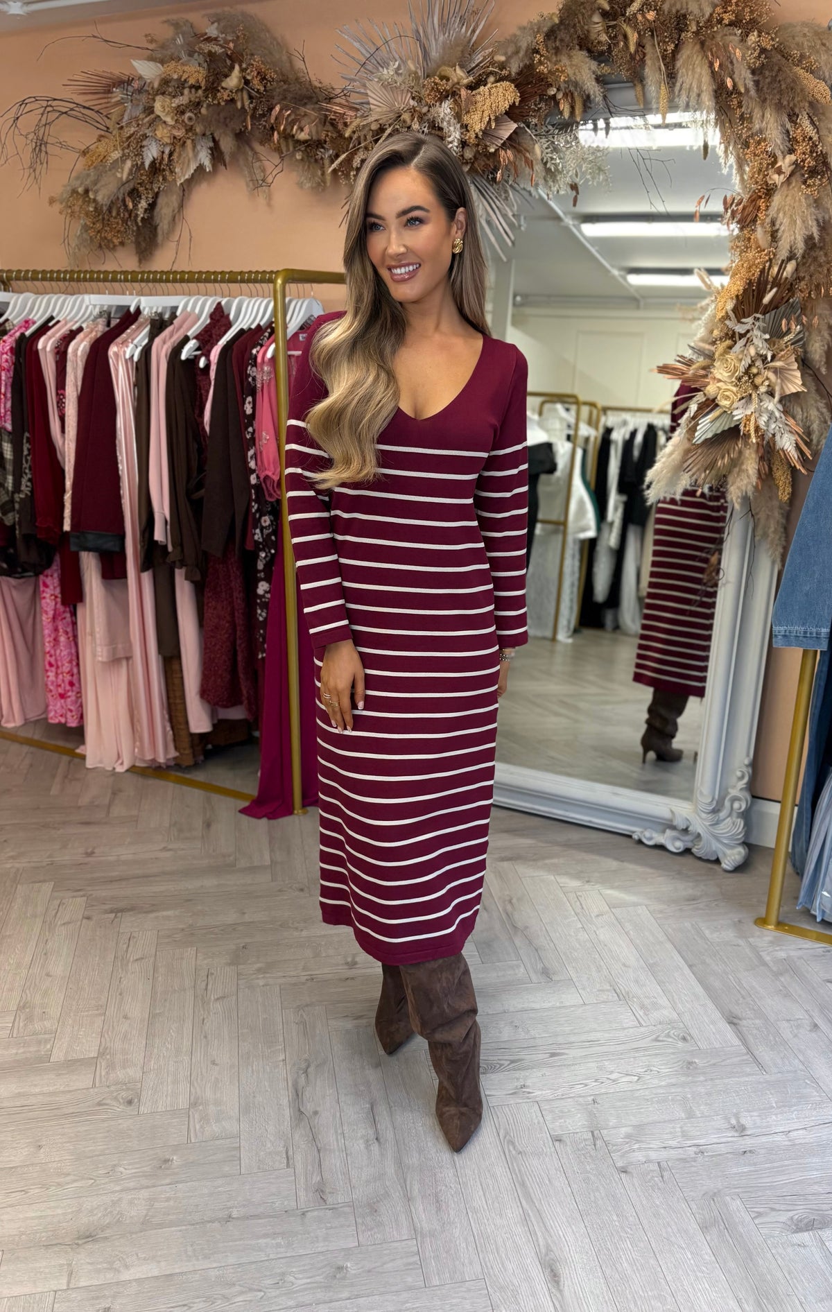 Alexis Knitted Dress Burgundy