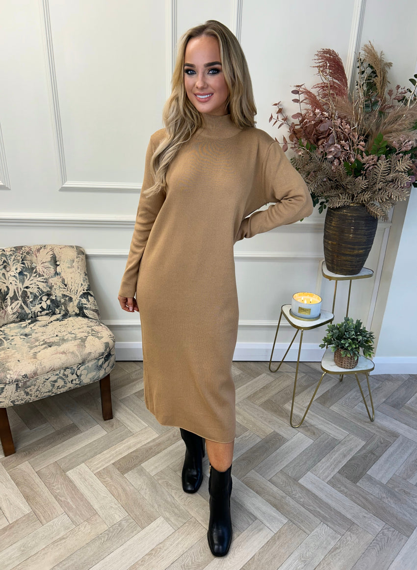Avril Two Piece Dress and Shawl Camel