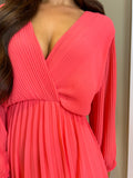 Mel Pleated Dress Coral
