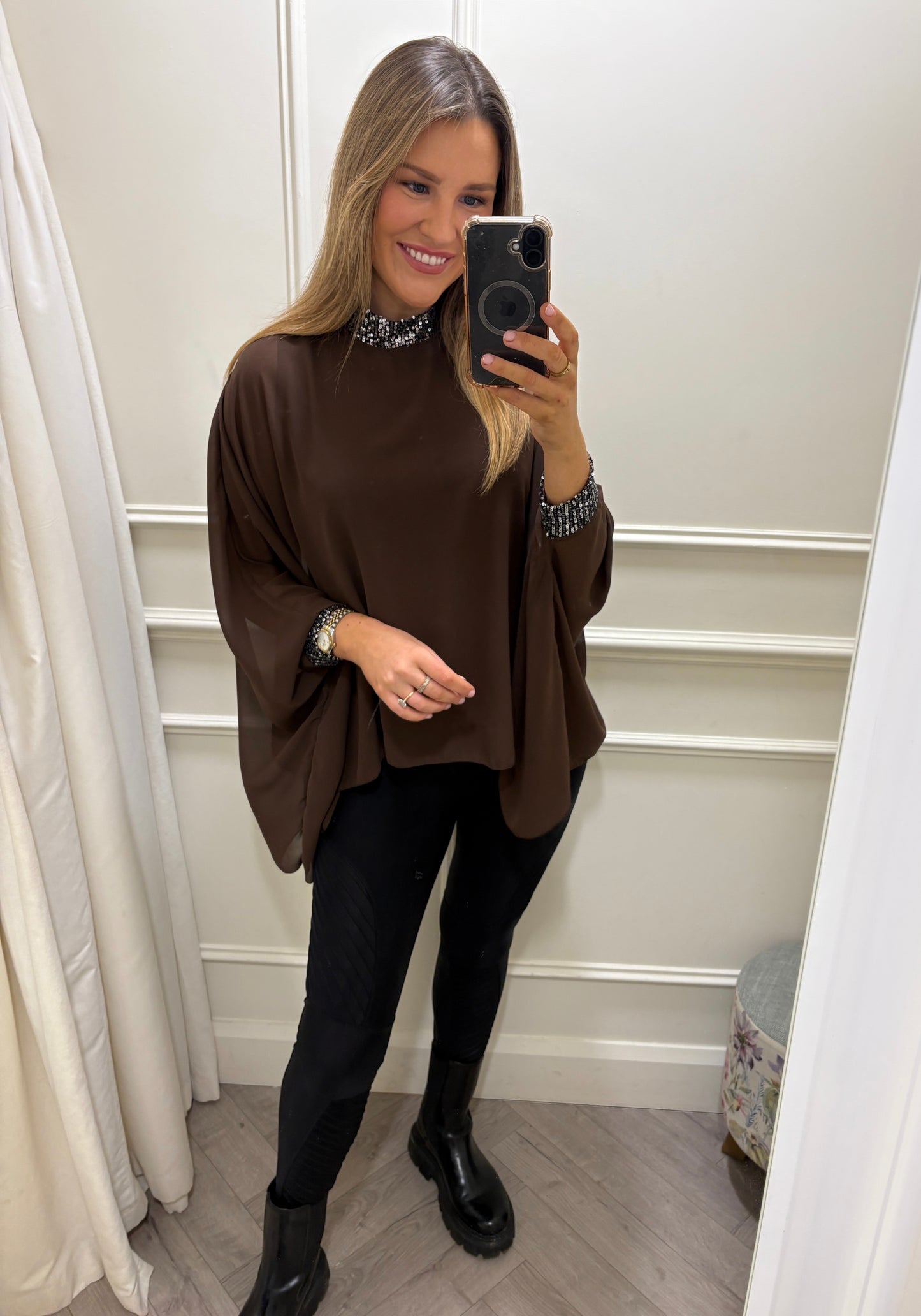 Lexi Sparkle Top Brown