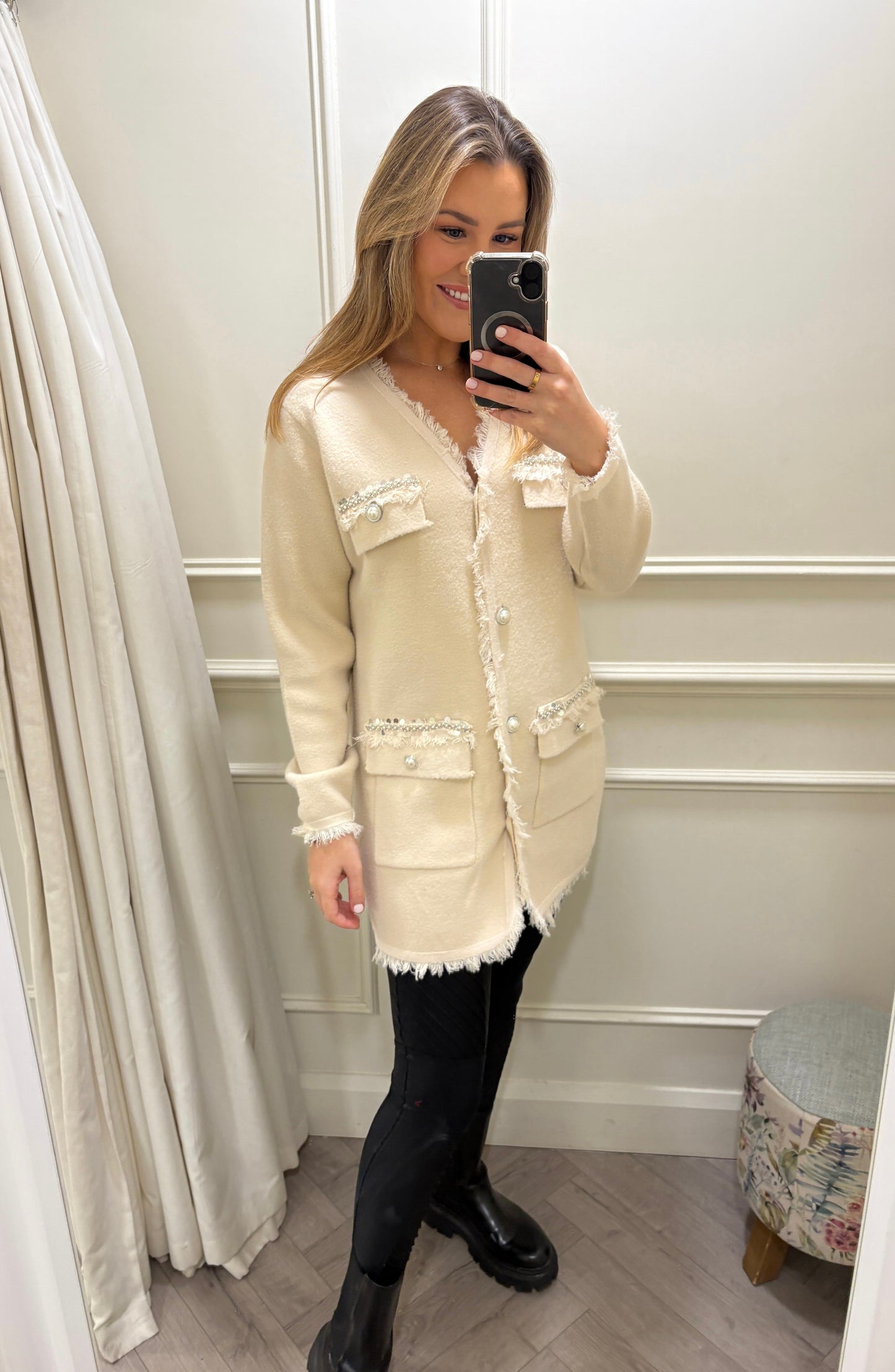Luca Longline Cardigan Apricot