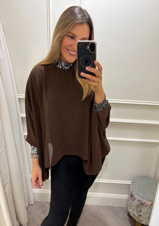 Lexi Sparkle Top Brown