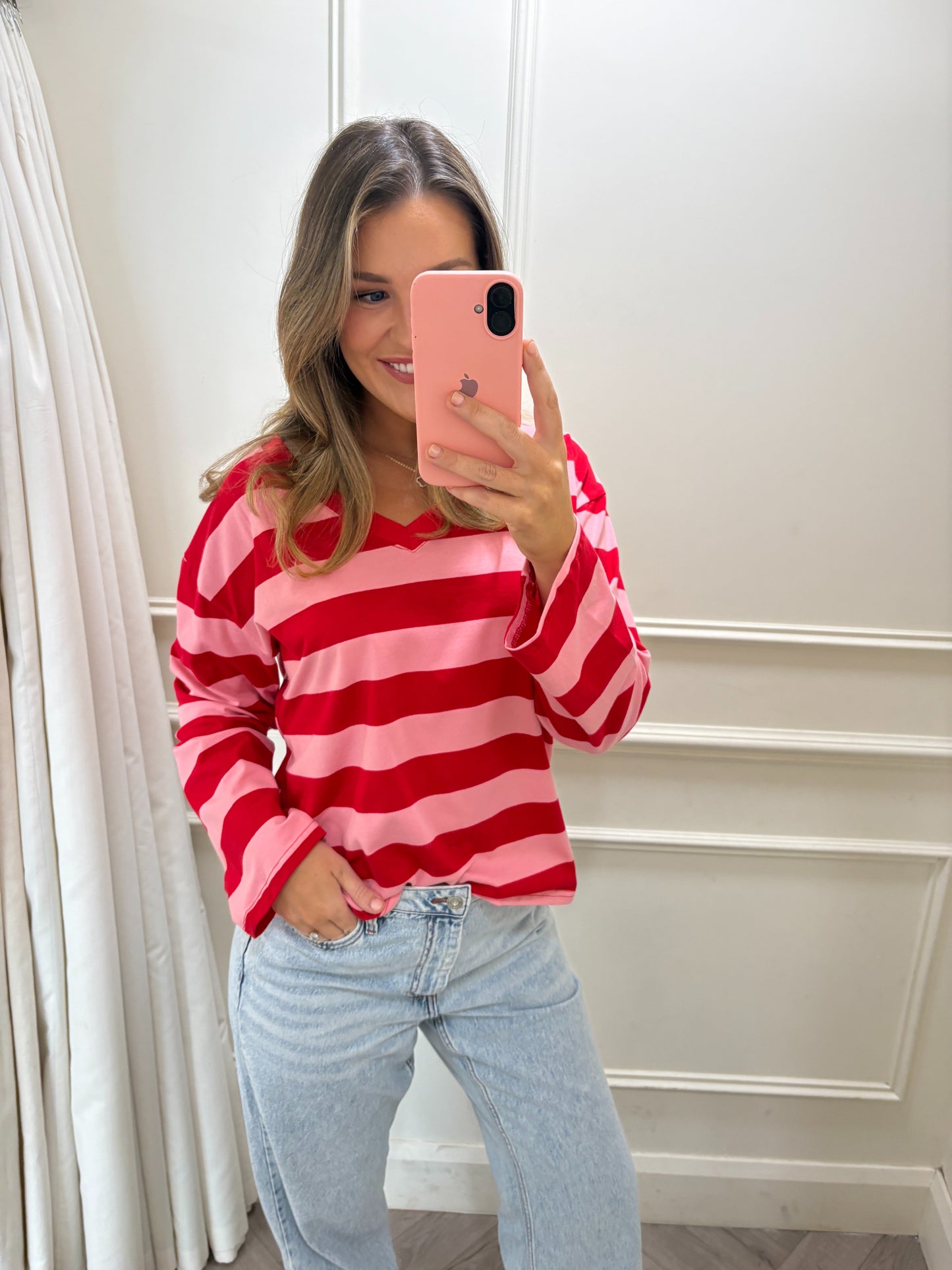 Juliette Longsleeve Pink & Red